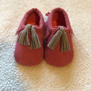 Pink soft leather moccasins